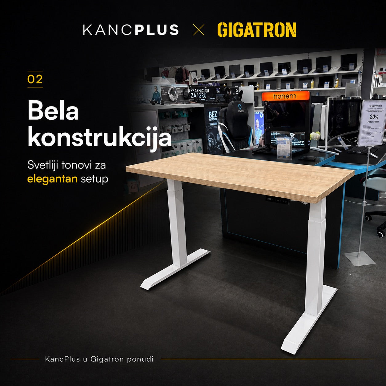 Kanc Plus bela konstrukcija u Gigatron prodavnici